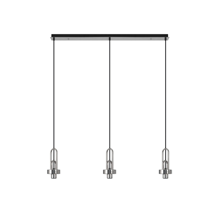 Idolite Camille Linear Suspension Kit, 3 x E27, Polished Nickel/Matt Black