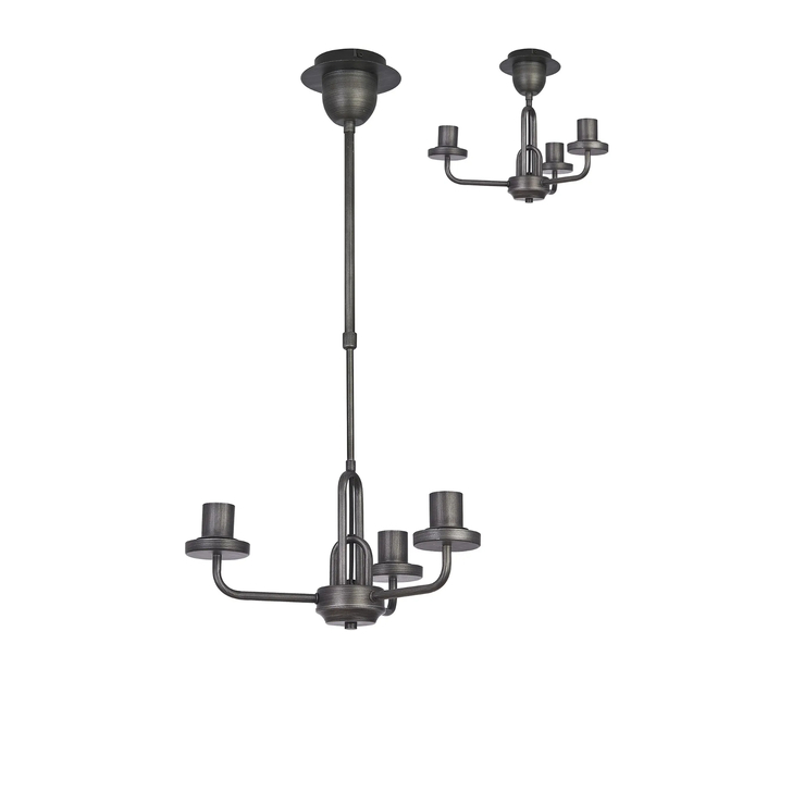 Idolite Camille Pendant/Semi Flush Light, 3 x E27, Aged Pewter
