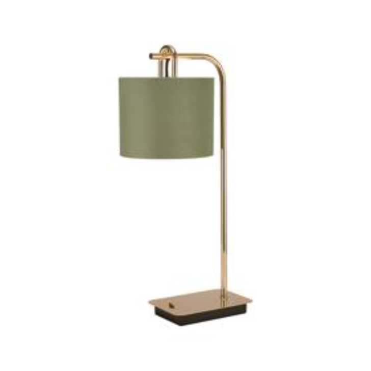 Idolite Camille Table Lamp, 1 Light E27, French Gold/Matt Black/Sage Green/Prosecco 20x16.5cm Velvet Shade