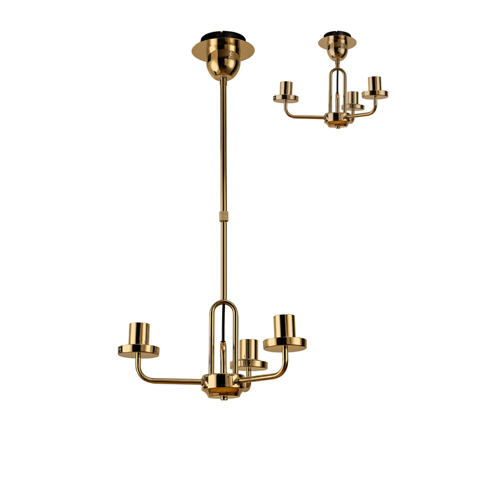 Idolite Camille Telescopic Pendant/Semi Flush Light, 3 x E27, Brass Gold