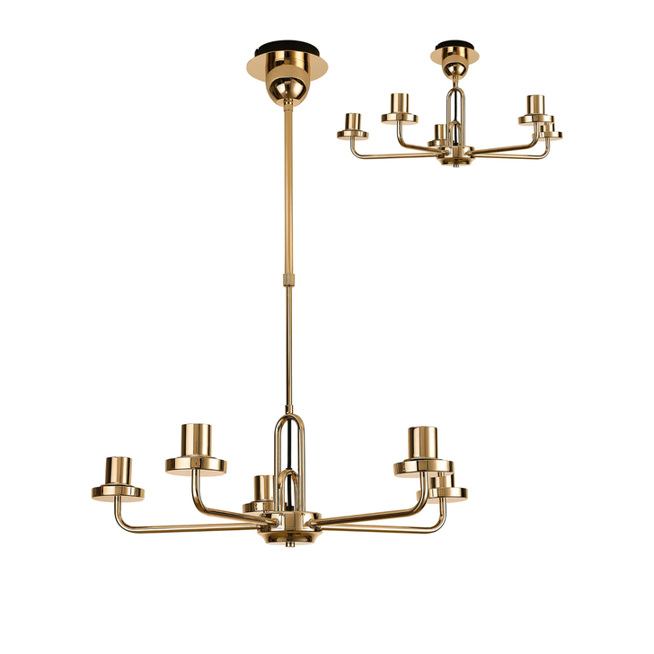 Idolite Camille Telescopic Pendant/Semi Flush Light, 5 x E27, French Gold
