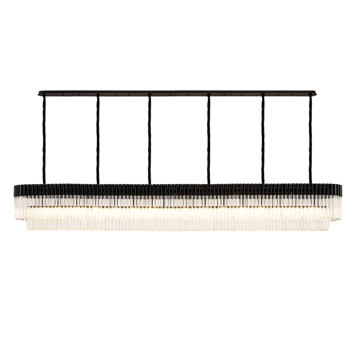 Idolite Carpathian 16 Light Extra Large 3m Linear Bar Pendant Chandelier In Black With Clear Glass