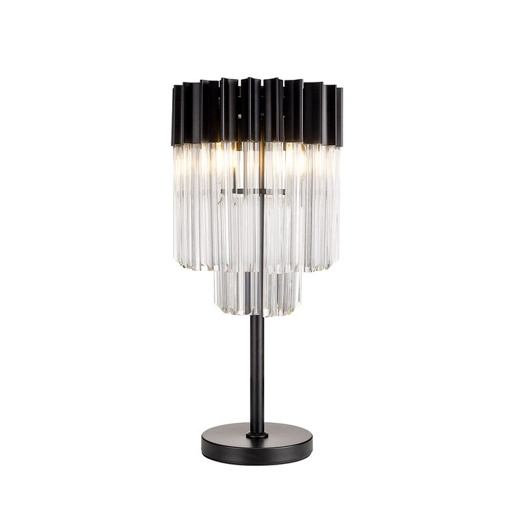 Idolite Carpathian 3 Light Table Lamp Chandelier In Black With Clear Glass