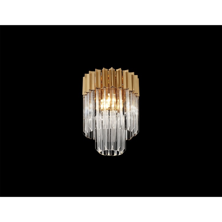 Idolite Carpathian Brass 3 Light Flush Ceiling Light C/W Clear Glass Drops