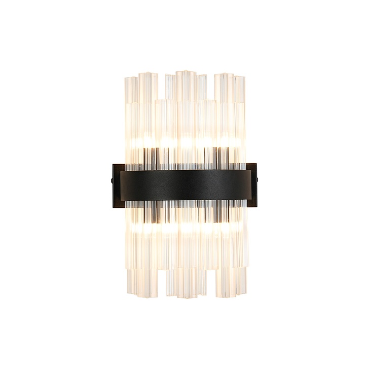 Idolite Caspian 4 Light Wall Lamp Satin Black With Clear Glass Rods