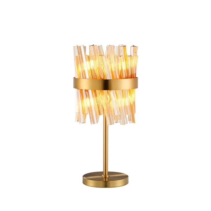 Idolite Caspian 6 Light Table Lamp Brass With Amber Glass Rods