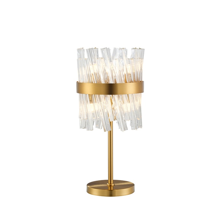 Idolite Caspian 6 Light Table Lamp Brass With Clear Glass Rods