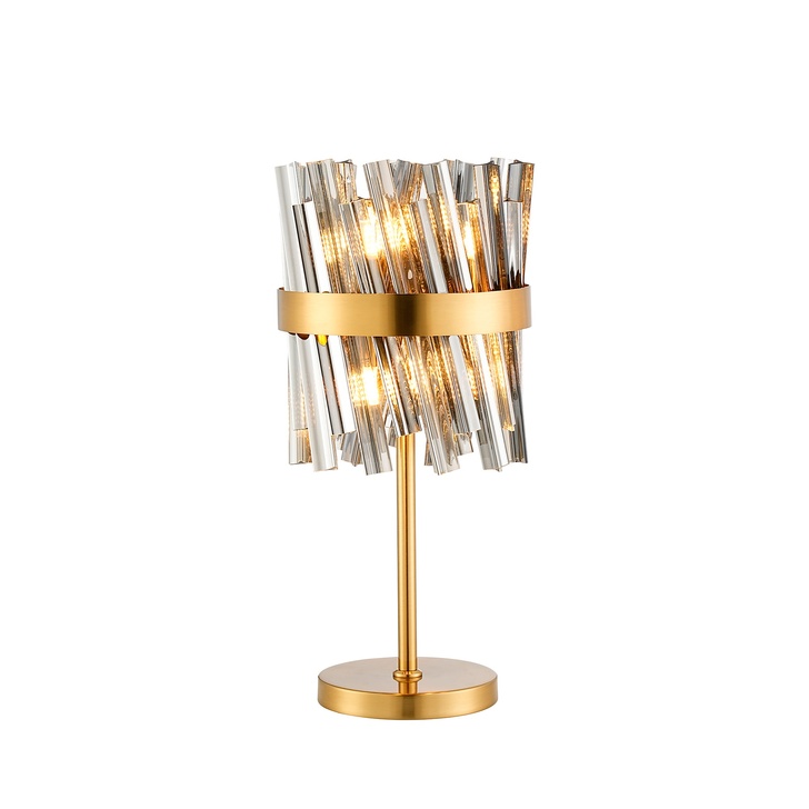 Idolite Caspian 6 Light Table Lamp Brass With Smoked Glass Rods