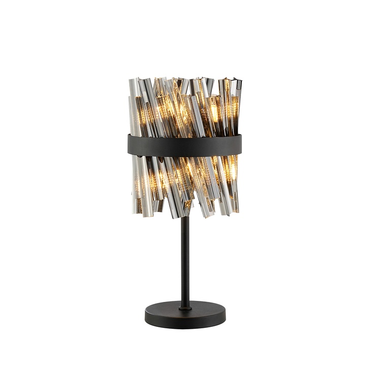 Idolite Caspian 6 Light Table Lamp Satin Black With Smoked Glass Rods