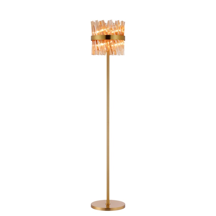 Idolite Caspian 8 Light Floor Lamp Brass With Amber Glass Rods