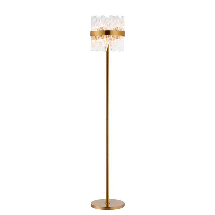 Idolite Caspian 8 Light Floor Lamp Brass With Clear Glass Rods