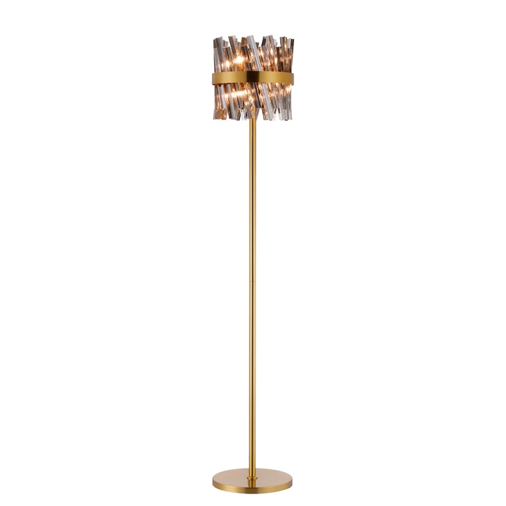 Idolite Caspian 8 Light Floor Lamp Brass With Smoked Glass Rods