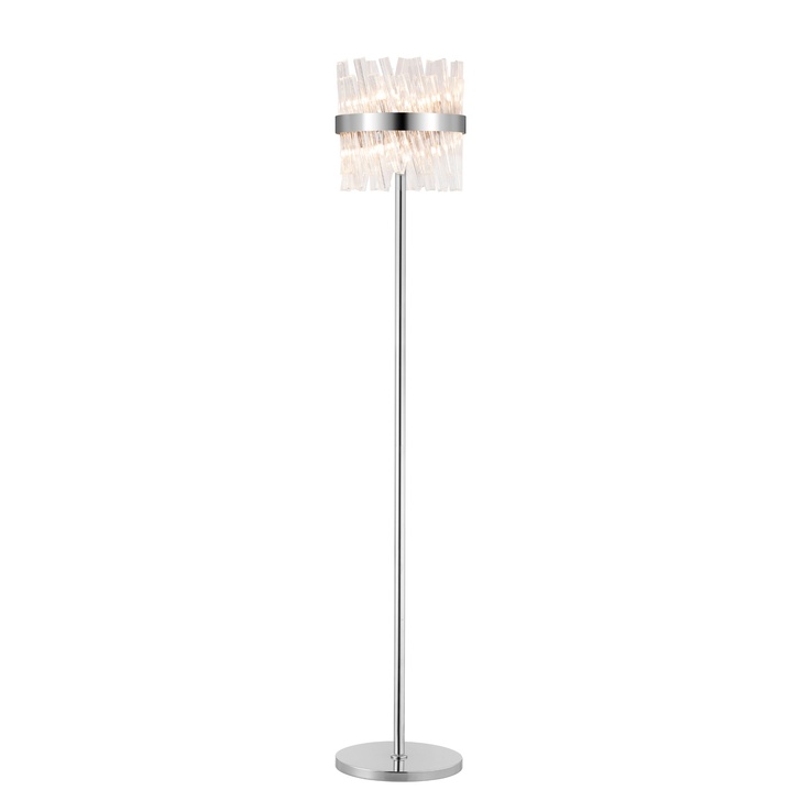 Idolite Caspian 8 Light Floor Lamp Polished Nickel With Clear Glass Rods