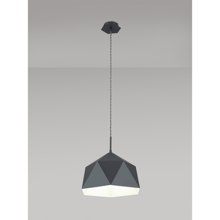 Idolite Celeste Graphite Finish Single Pendant Light C/W White Inner