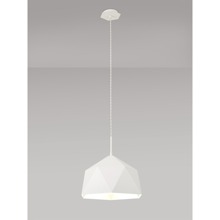 Idolite Celeste White Finish Single Pendant Light C/W Silver Inner