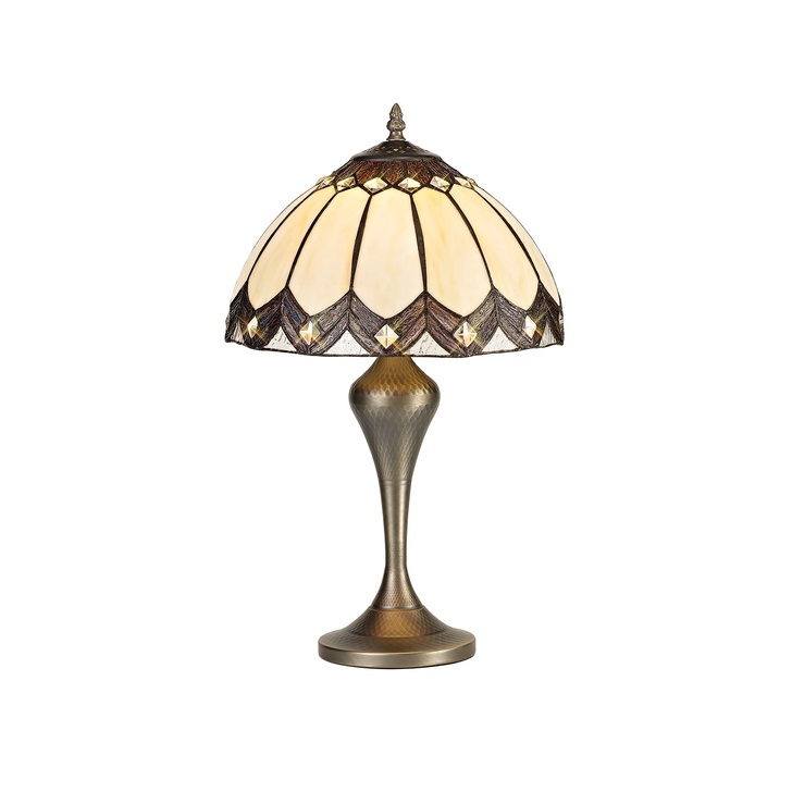 Idolite Chigwell Brown/Cream/Aged Antique Brass Table Lamp