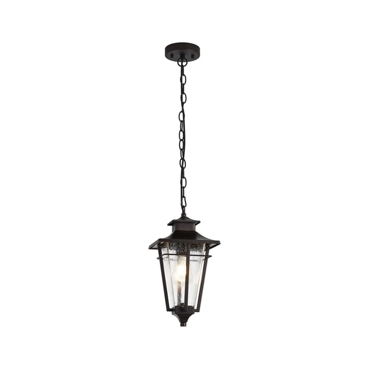 Idolite Congleton Oil Rubbed Brass Finish Diamond Frame Downward Facing Outdoor Pendant Light Complete With Clear Seeded Glass - IP54