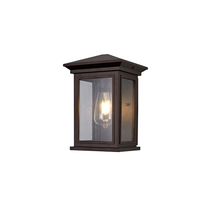 Idolite Cook Antique Bronze Flush Exterior Wall Light Complete With Clear Seeded Glass - IP54