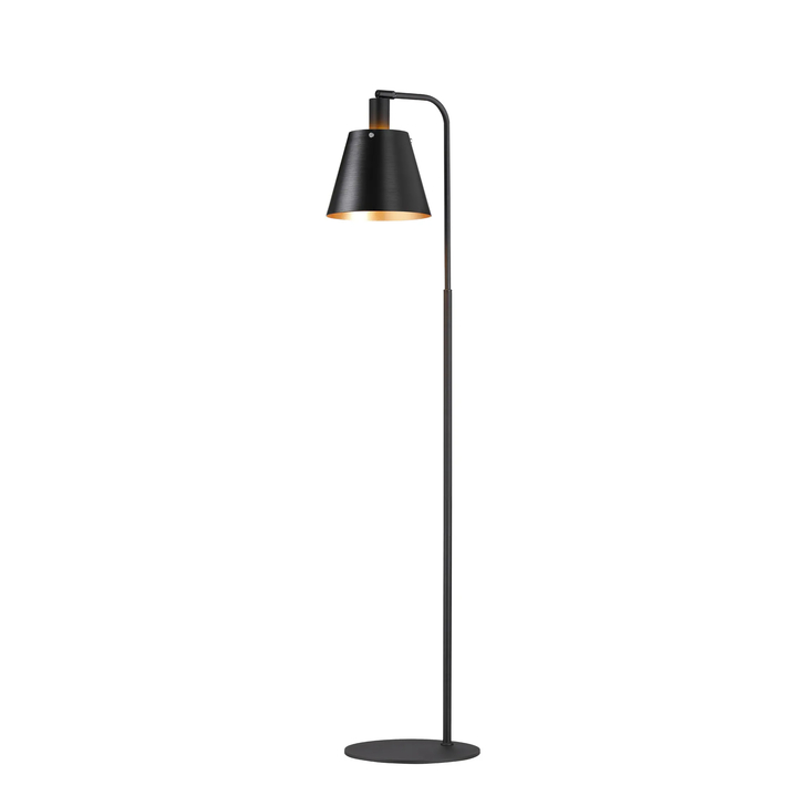 Idolite Coughlan Black 1 Light Floor Lamp Complete With Black/Gold Metal Shade