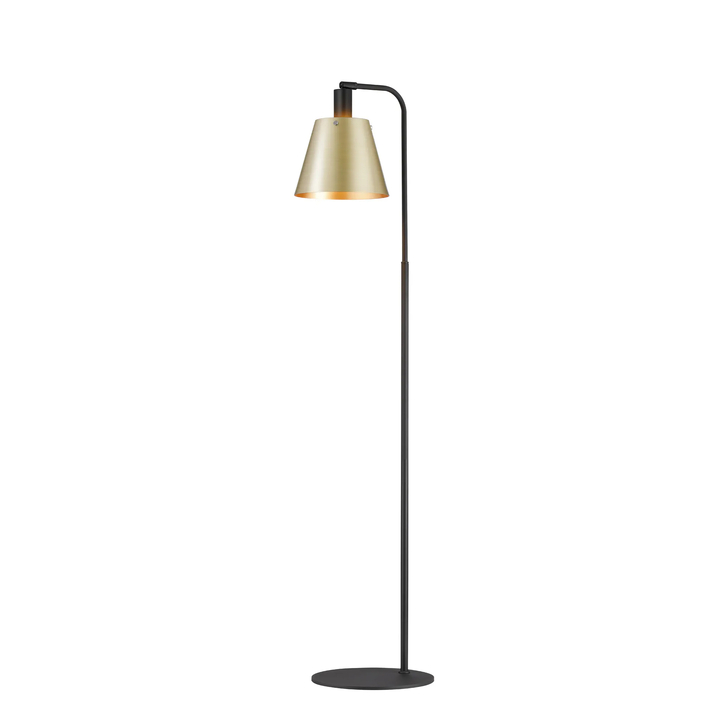 Idolite Coughlan Black 1 Light Floor Lamp Complete With Brass/Gold Metal Shade