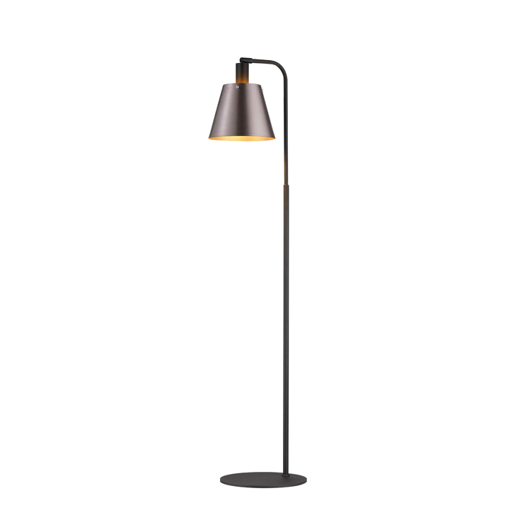 Idolite Coughlan Black 1 Light Floor Lamp Complete With Brown/Copper Metal Shade