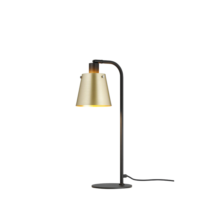 Idolite Coughlan Black 1 Light Table Lamp Complete With Brass/Gold Metal Shade