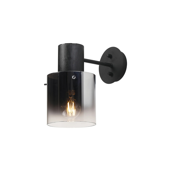 Idolite Crewe Single Wall Light Satin Black With Smoke Fade Glass