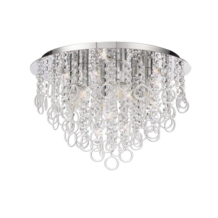 Idolite Dale Polished Chrome Finish 6 Light Flush Crystal Ceiling Light