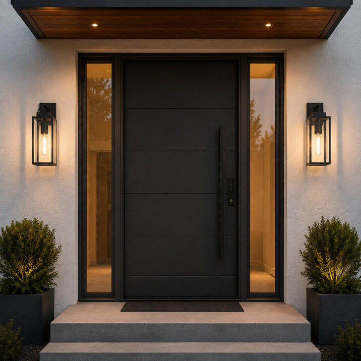 Idolite Derby Satin Black Vertical Exterior Wall Light With Clear Glass - IP54