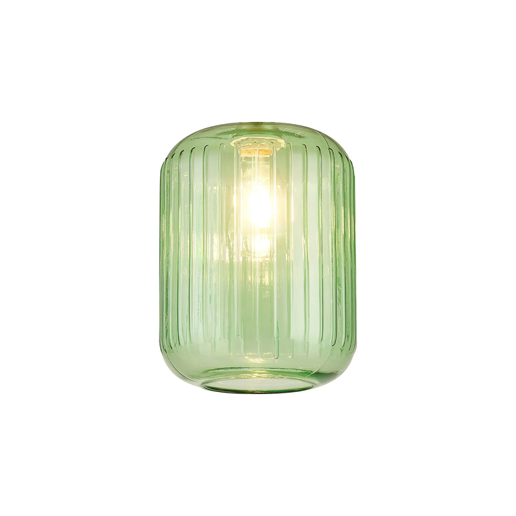 Idolite Devine 20x25.5cm Green Ribbed Cylinder Glass Shade