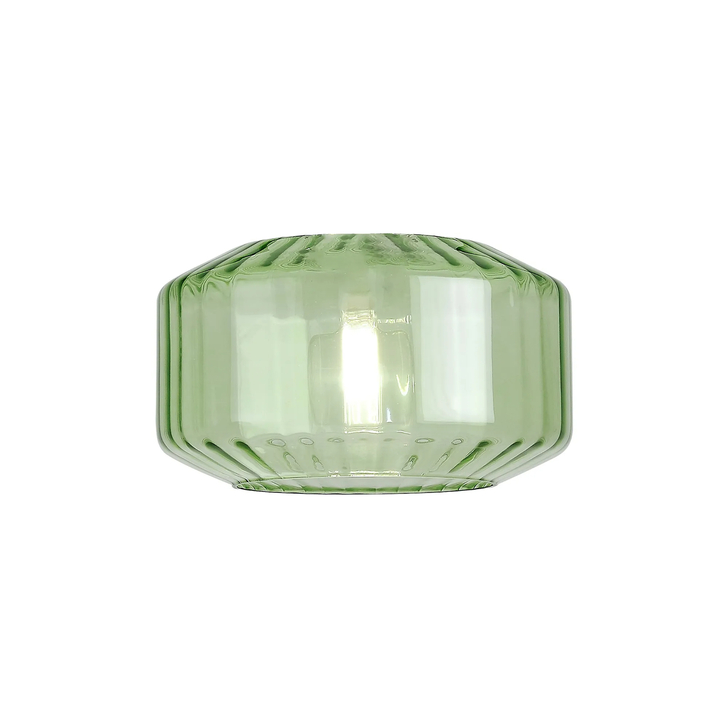 Idolite Devine 30x16.5cm Chamfered Round Rippled Glass Shade Green