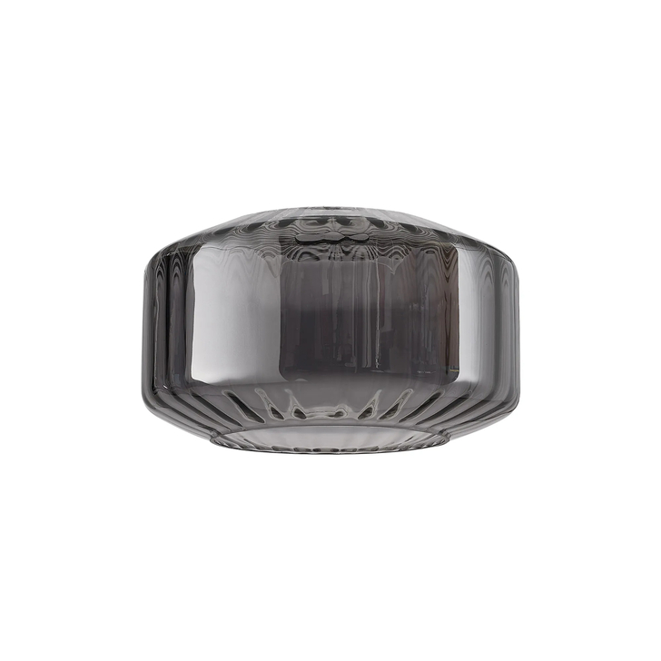 Idolite Devine 30x16.5cm Chamfered Round Rippled Glass Shade Smoke Plated