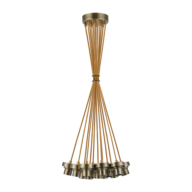 Idolite Devine Antique Brass 13 Light E27 2m Cluster Pendant (FRAME ONLY), Suitable For A Vast Selection Of Glass Shades