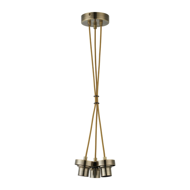 Idolite Devine Antique Brass 3 Light E27 1m Cluster Pendant (FRAME ONLY), Suitable For A Vast Selection Of Glass Shades