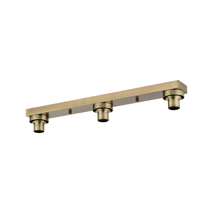 Idolite Devine Antique Brass 3 Light E27 Linear Flush Ceiling (FRAME ONLY)