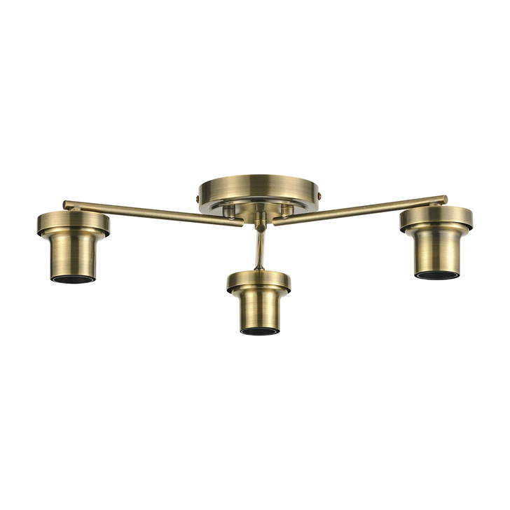 Idolite Devine Antique Brass 3 Light Flush Ceiling (FRAME ONLY)