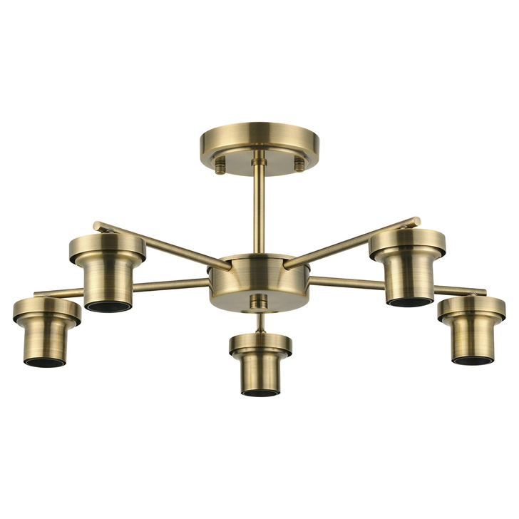 Idolite Devine Antique Brass 5 Light Downward Semi Ceiling (FRAME ONLY)