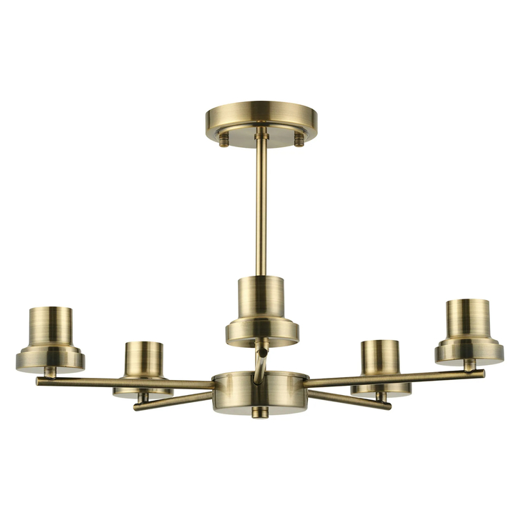 Idolite Devine Antique Brass 5 Light Upward Semi Ceiling (FRAME ONLY)