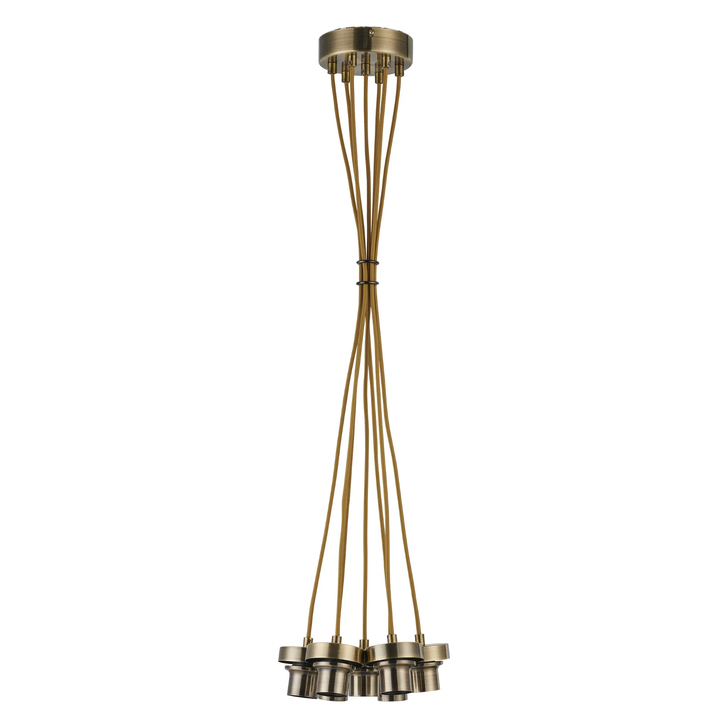 Idolite Devine Antique Brass 7 Light E27 1.5m Cluster Pendant (FRAME ONLY), Suitable For A Vast Selection Of Glass Shades