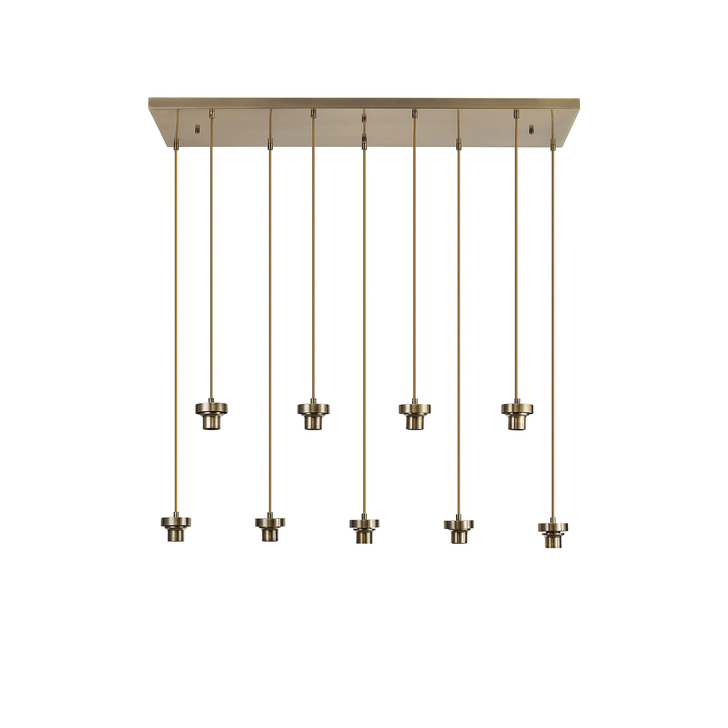 Idolite Devine Antique Brass 9 Light E27 2m Rectangular Multiple Pendant (FRAME ONLY)
