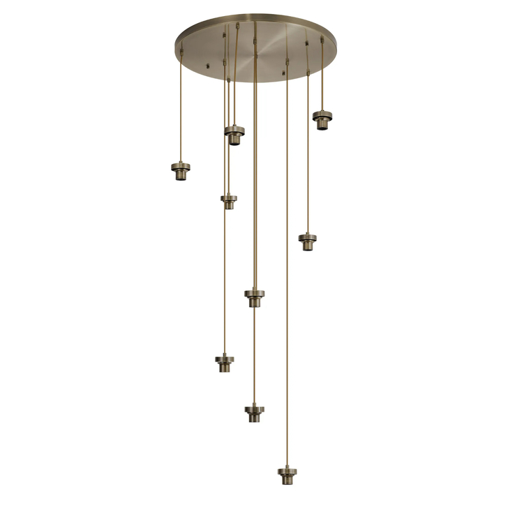 Idolite Devine Antique Brass 9 Light E27 3m Round Multiple Pendant (FRAME ONLY)