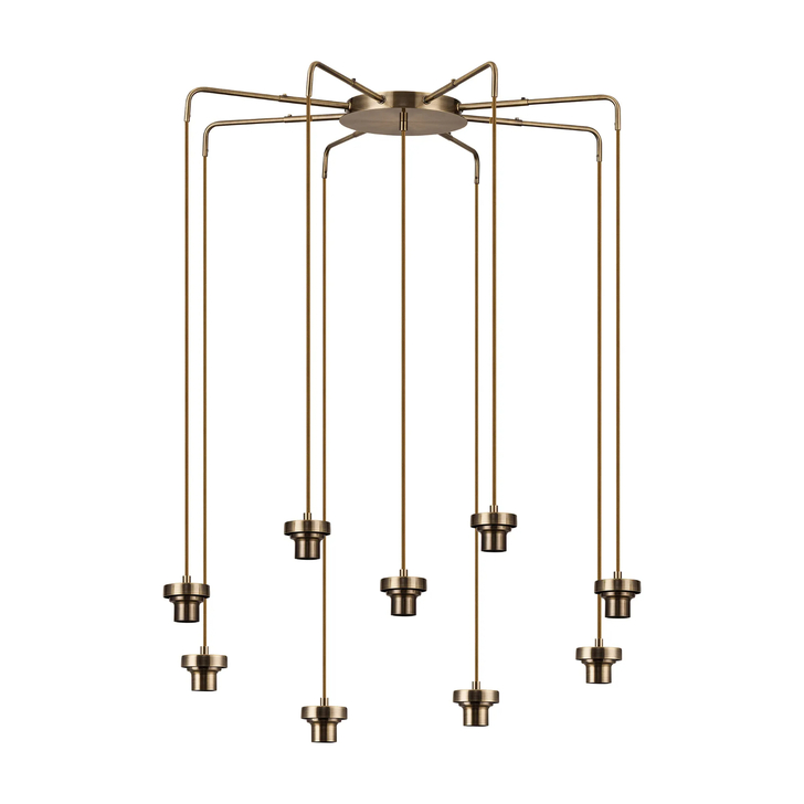 Idolite Devine Antique Brass 9 Light E27 Round Multiple Spider Pendant (FRAME ONLY)