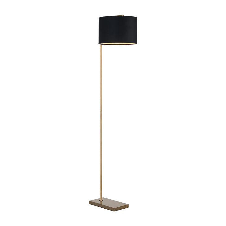 Idolite Devine Floor Lamp, 1 Light E27, Antique Brass/Black/Prosecco 30x20cm Velvet Shade