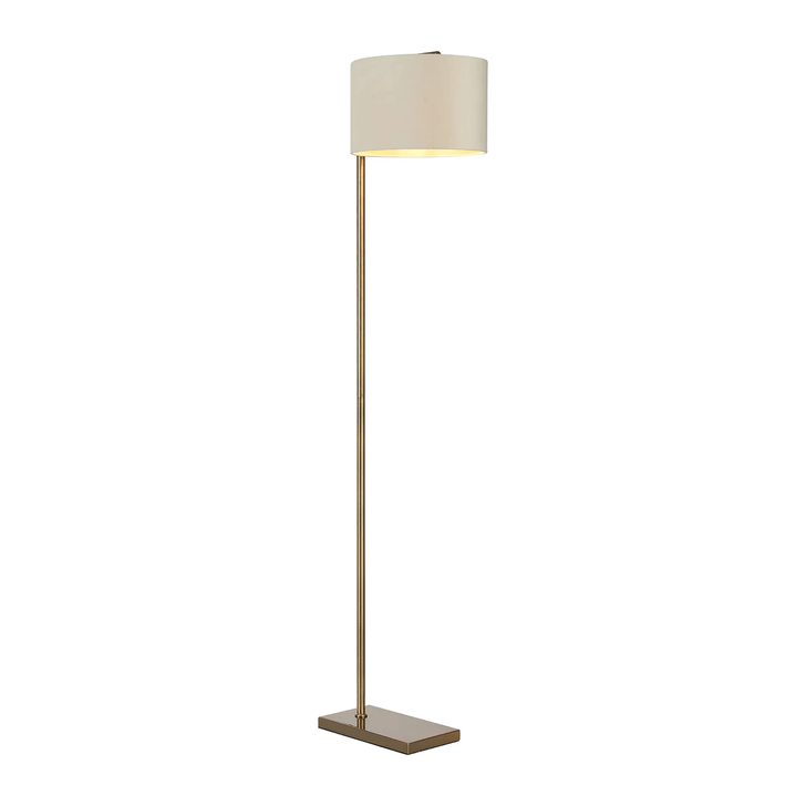 Idolite Devine Floor Lamp, 1 Light E27, Antique Brass/Ivory/Champagne 30x20cm Velvet Shade