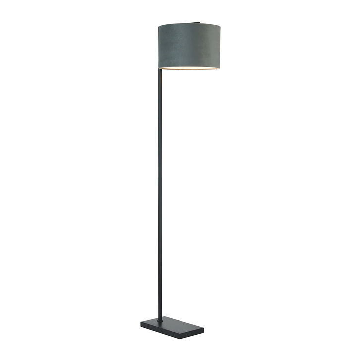 Idolite Devine Floor Lamp, 1 Light E27, Satin Black/Dark Grey/Silver 30x20cm Velvet Shade