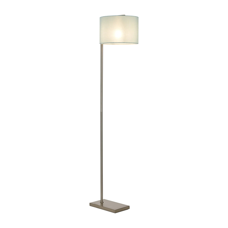Idolite Devine Floor Lamp, 1 Light E27, Satin Nickel/Duck Egg 30x20cm Linen Shade