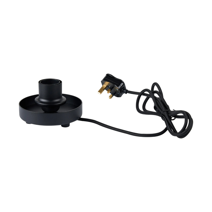 Idolite Devine Satin Black 1 Light E27 Shallow Table Lamp Without Shade,