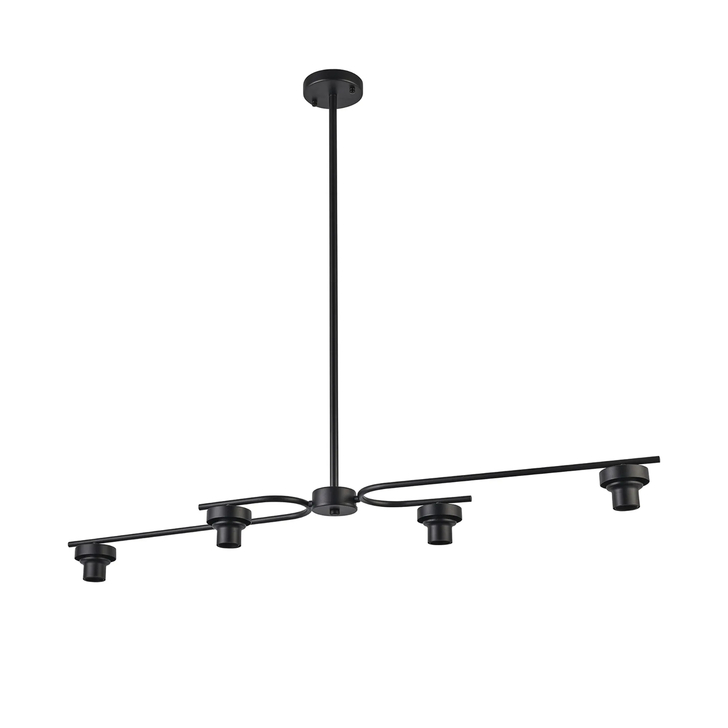 Idolite Devine Satin Black 4 Light E27 Fixed Linear Pendant (FRAME ONLY)