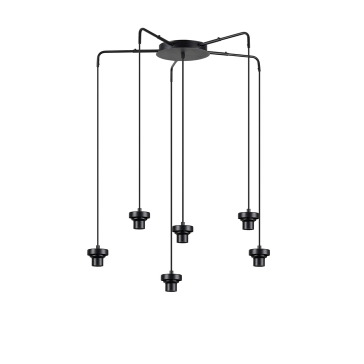 Idolite Devine Satin Black 6 Light E27 Round Multiple Spider Pendant (FRAME ONLY)