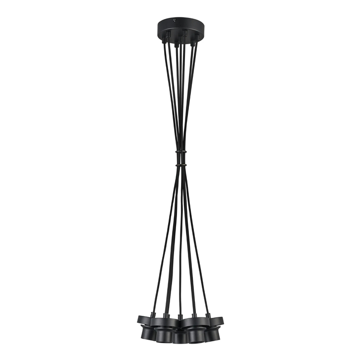 Idolite Devine Satin Black 7 Light E27 1.5m Cluster Pendant (FRAME ONLY), Suitable For A Vast Selection Of Glass Shades